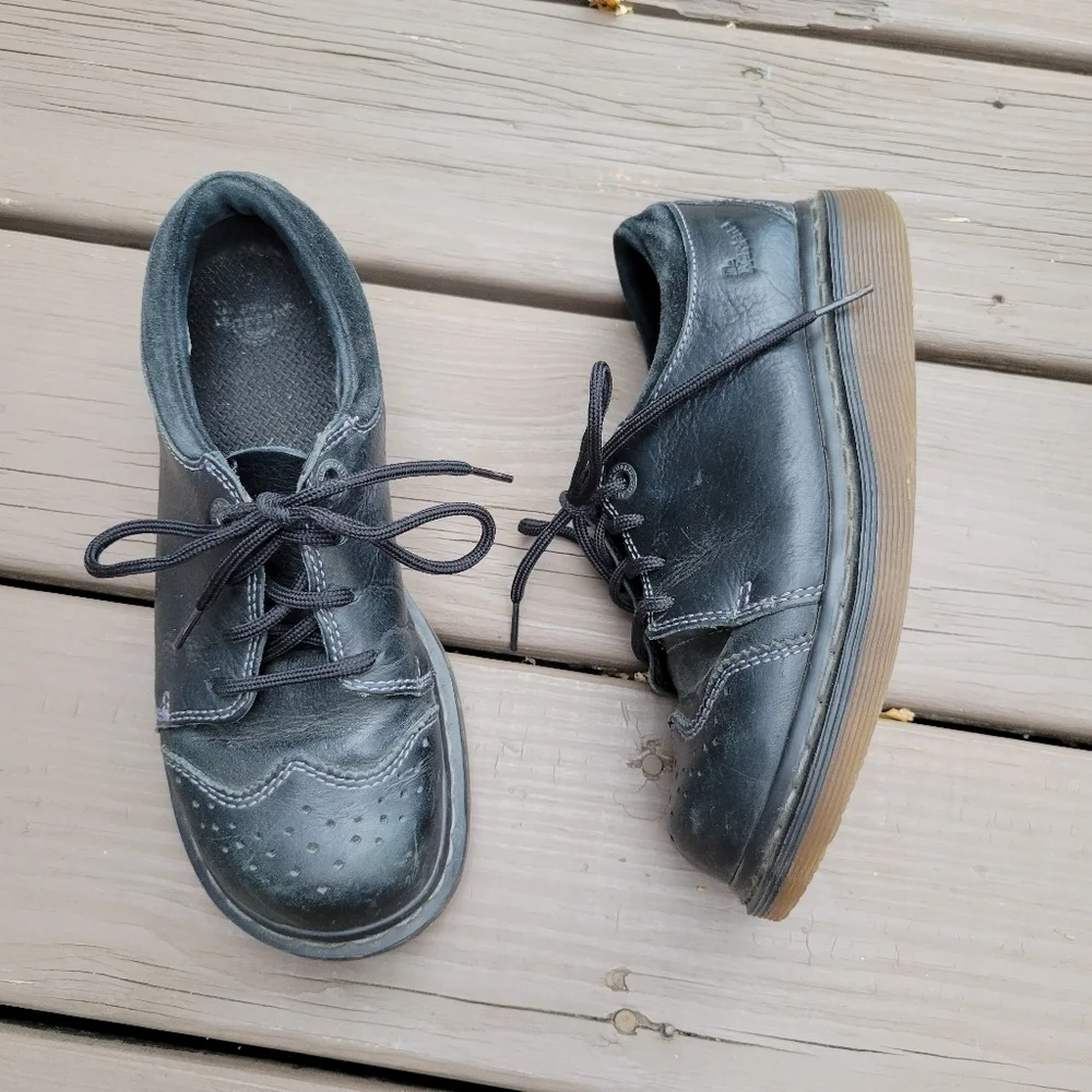 Vintage 90s y2k‎ Dr Martens Docs Chunky Cap Toe Black Leather Platform Oxfords